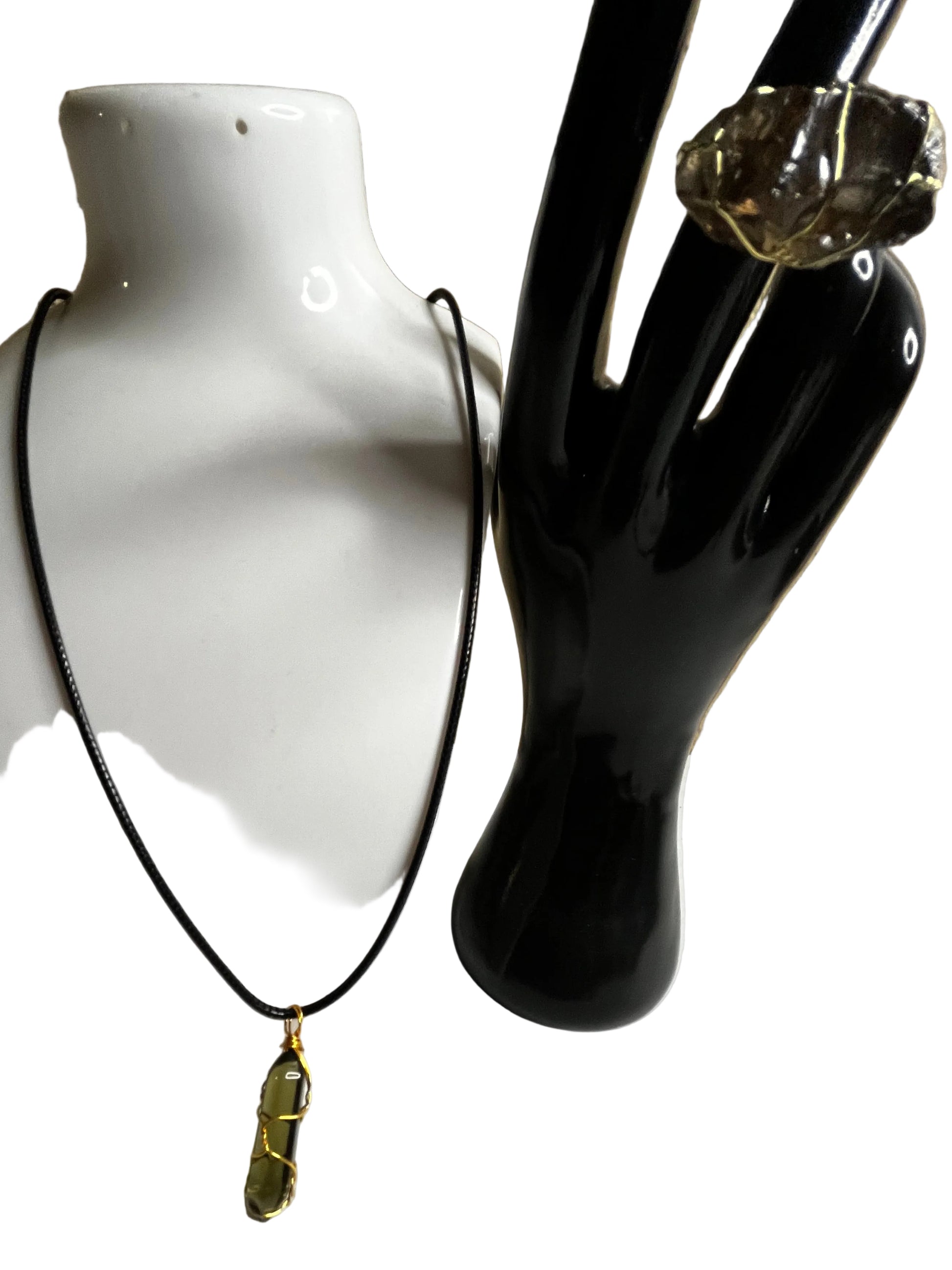 Necklace with pendant on a mannequin smokey Quartz 
